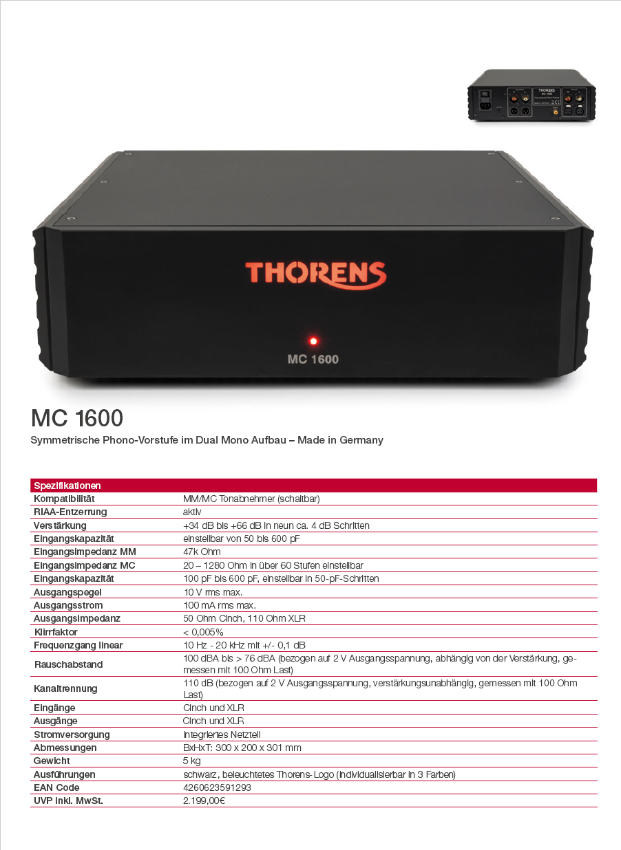 Thorens MC 1600 Phono-Vorverstärker