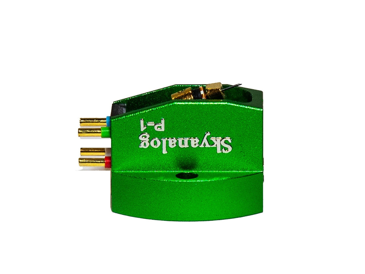 Skyanalog P-1G MC Tonabnehmer Seitenansicht mit farbcodierten Anschlusspins – Skyanalog | Klang Maschine